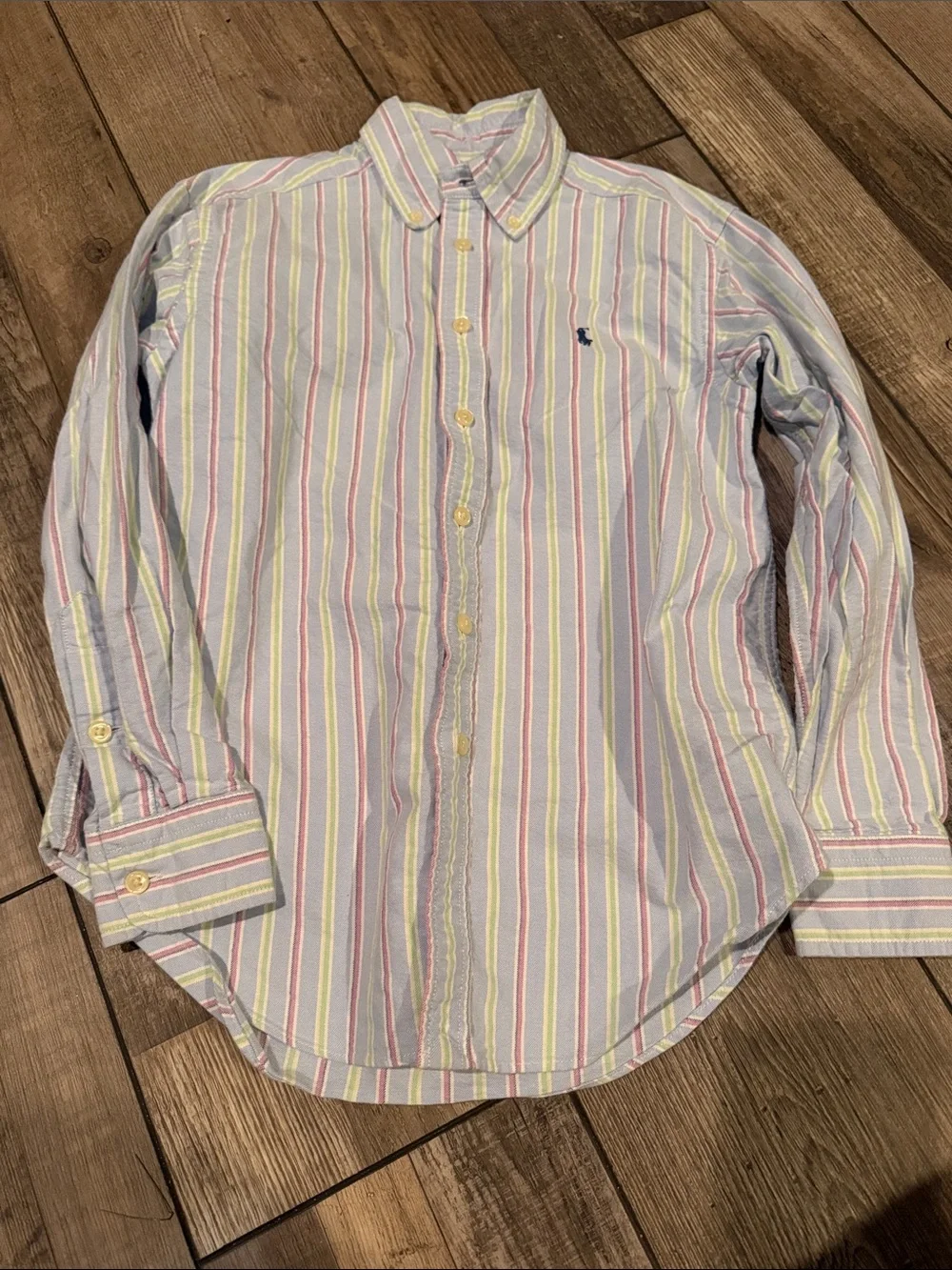 Boys Ralph Lauren Polo Pastel Stripe Button-Down Shirt - Classic Casual Size 8